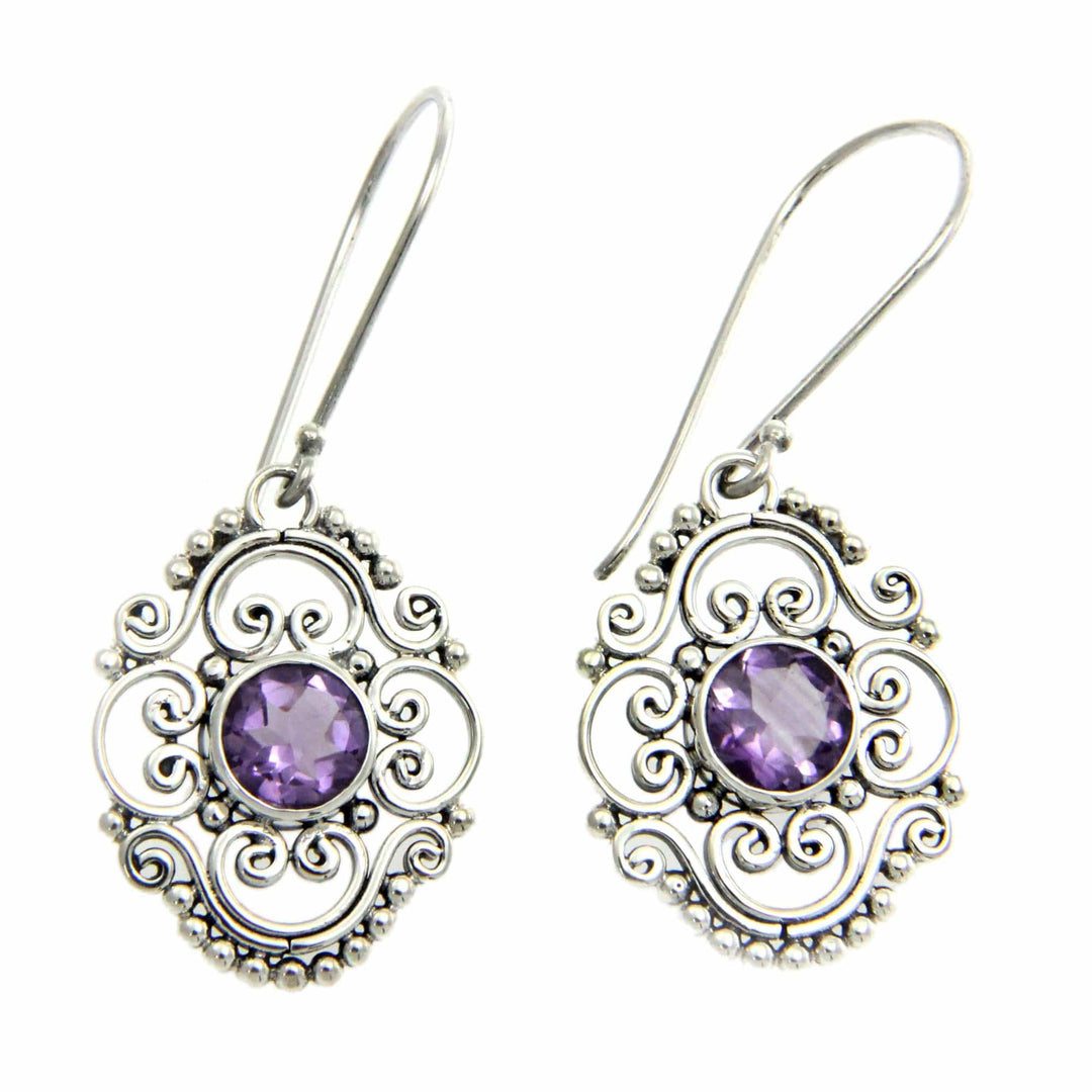 Amethyst Dangle Earrings from Indonesia - Gianyar Muse
