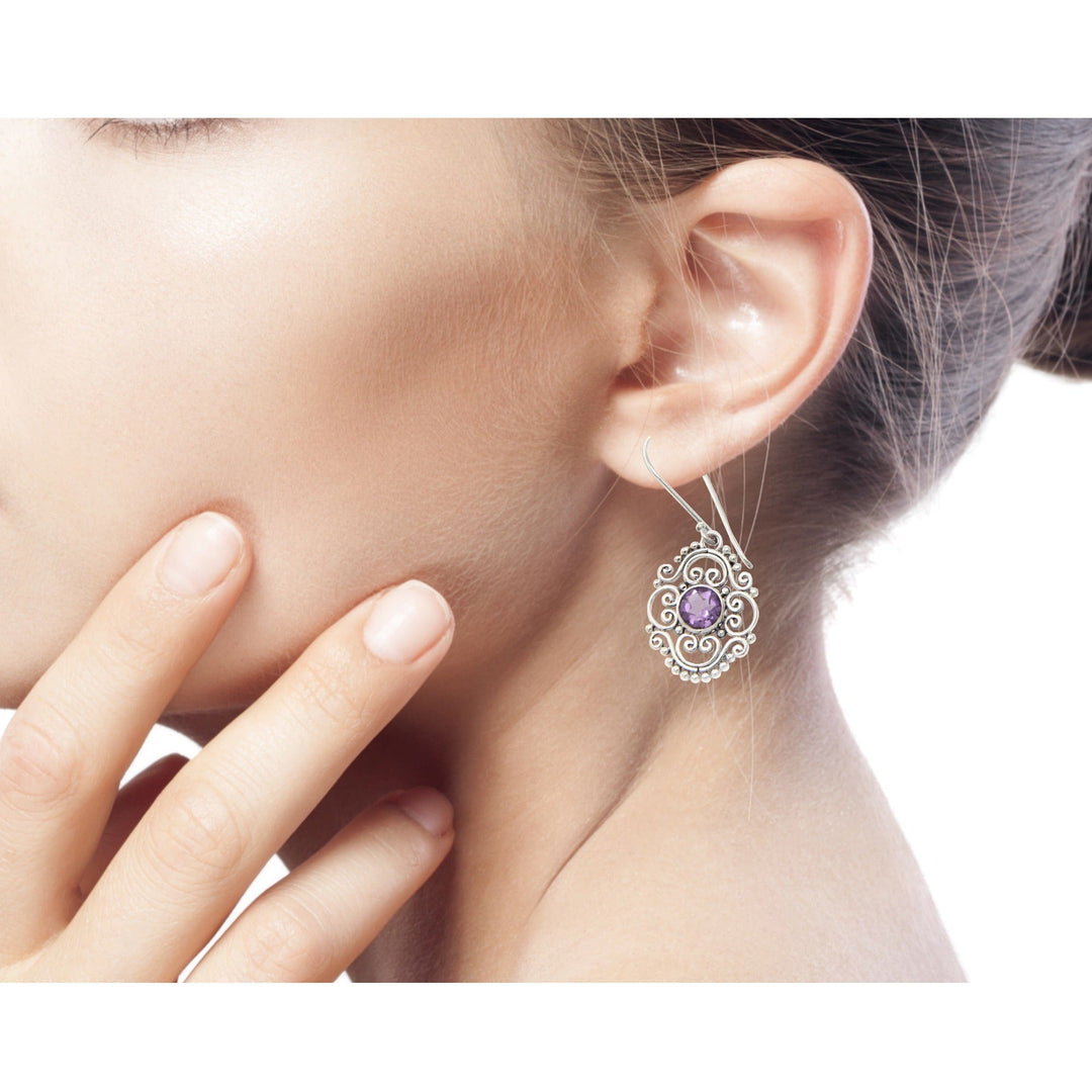 Amethyst Dangle Earrings from Indonesia - Gianyar Muse