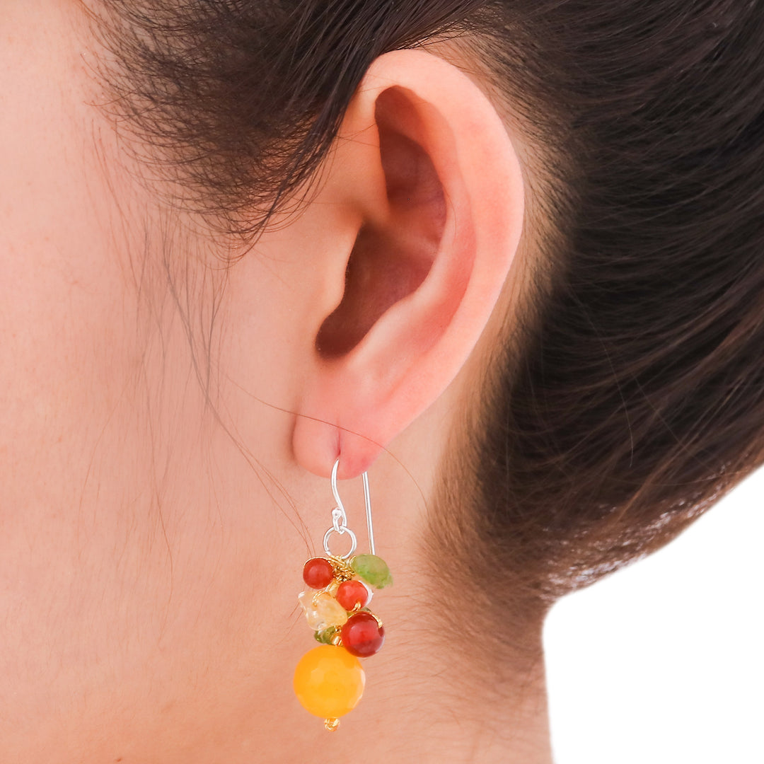 Hand Crafted Pearl and Quartz Beaded Earrings - Sunshine Love