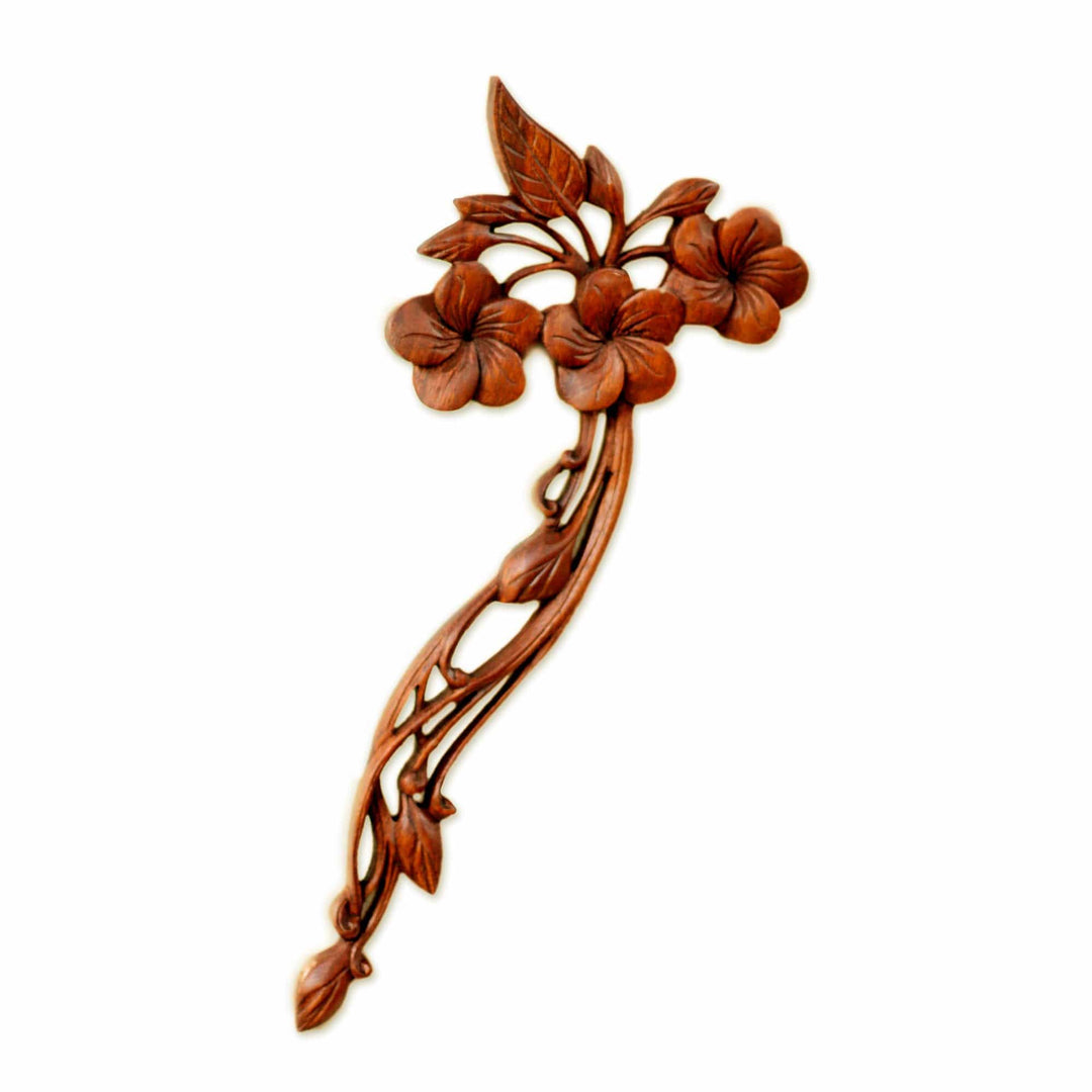 Floral Wood Relief Panel - Plumeria Bouquet