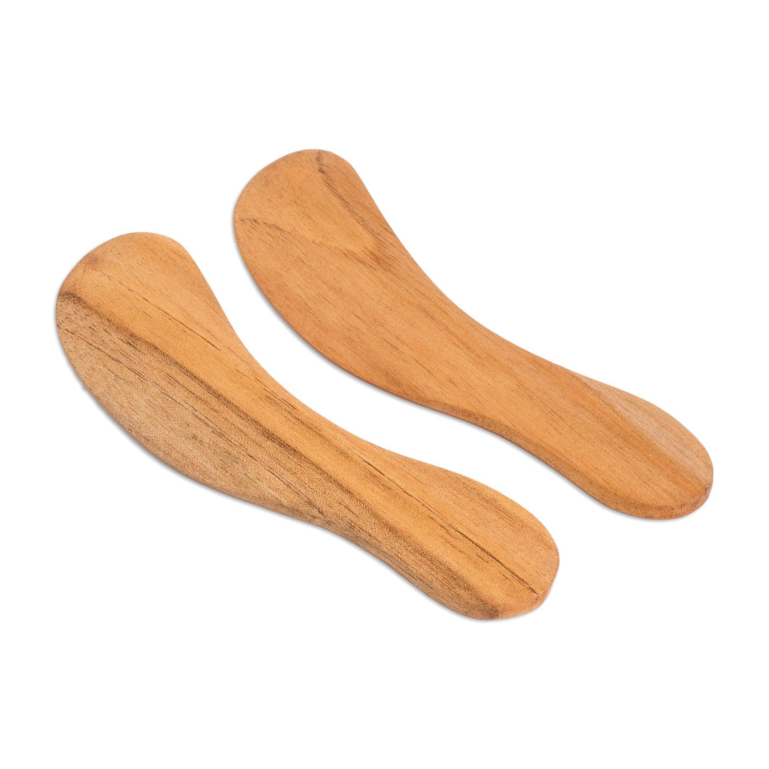 Unique Wood Serving Utensil Spreader Knives (Pair) - Forest Gift