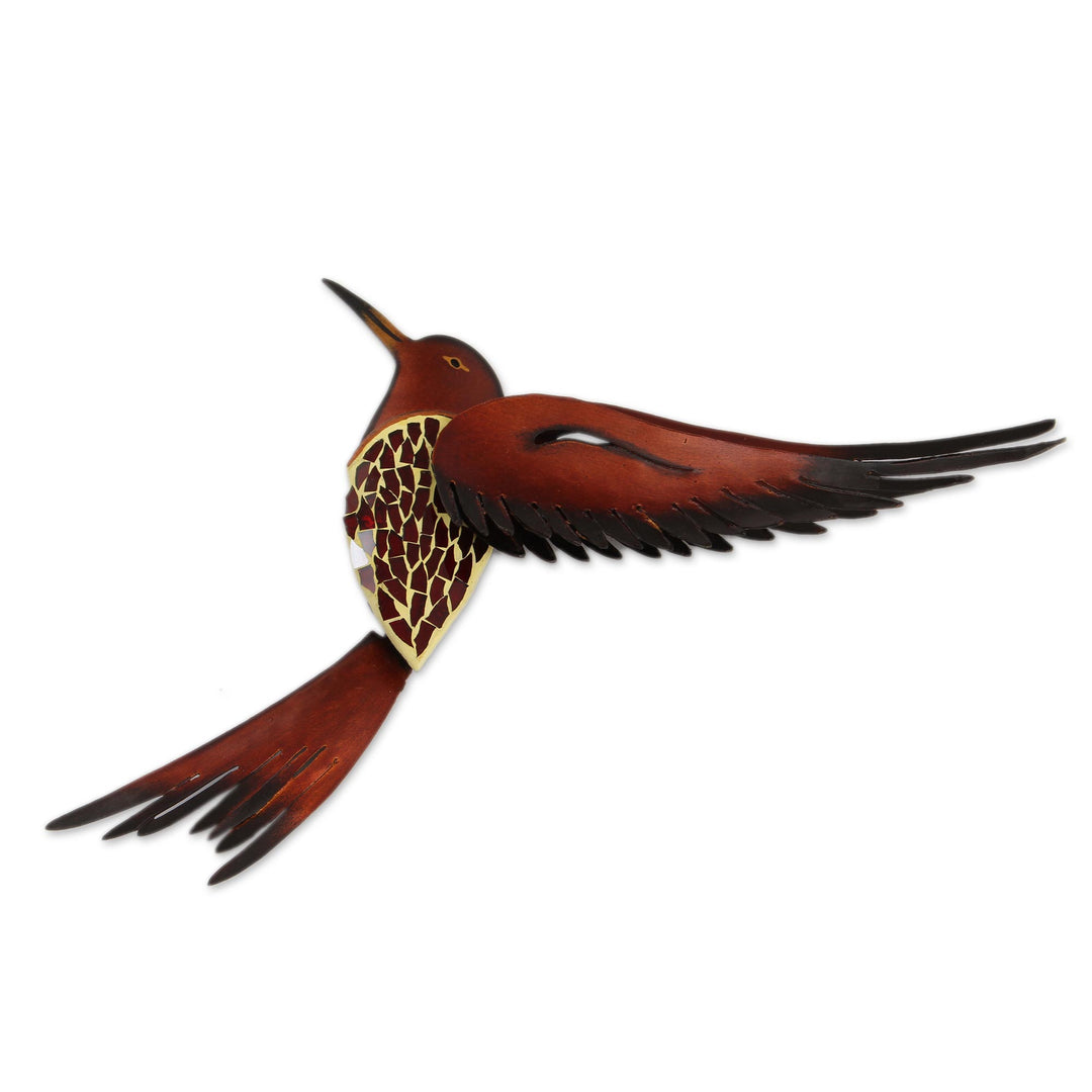 Unique Steel Bird Wall Art - Ruby Breasted Hummingbird
