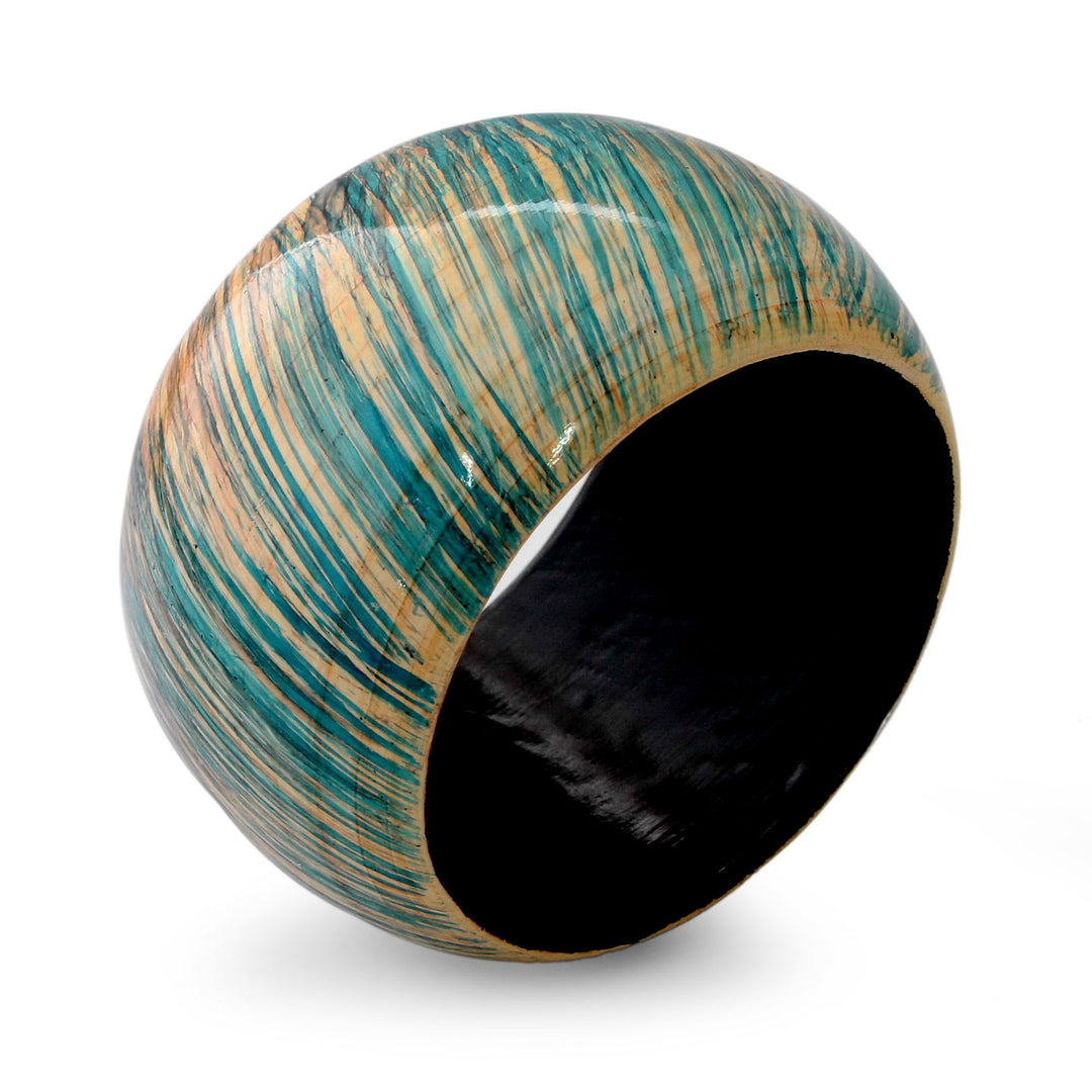 Artisan Crafted Wood Bangle Bracelet - Peach Breeze