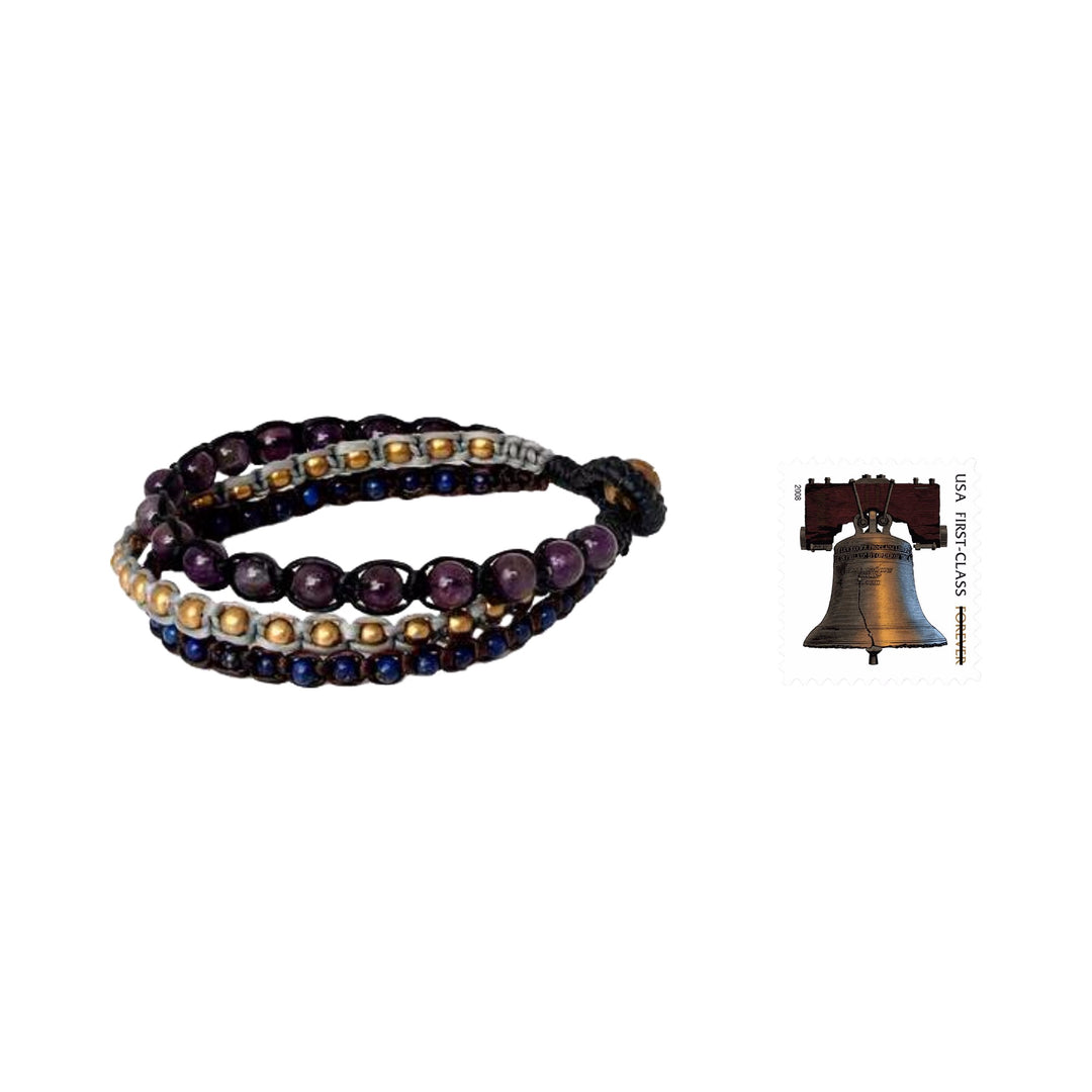 Amethyst and lapis lazuli beaded bracelet - Urban Colors