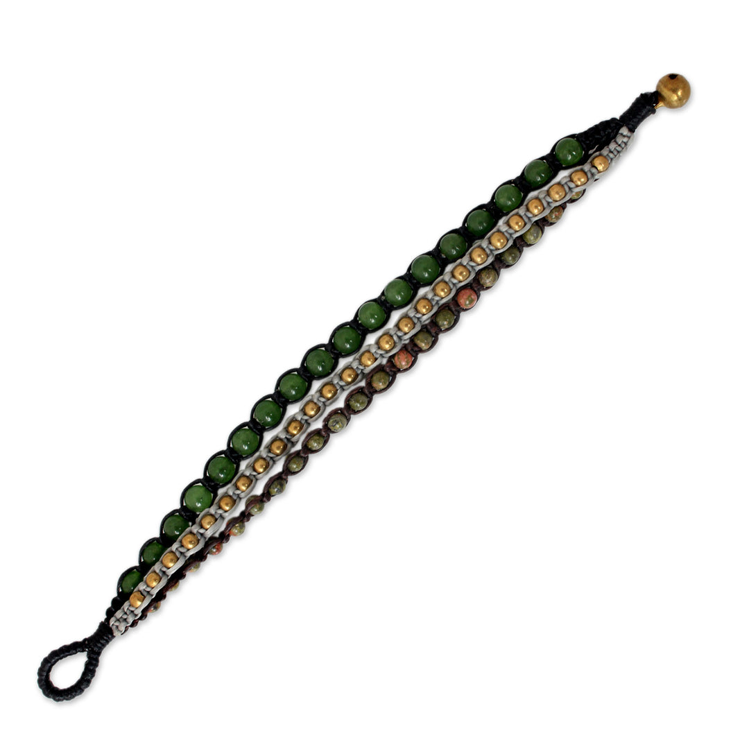 Fair Trade Unakite Beaded Bracelet - Urban Colors