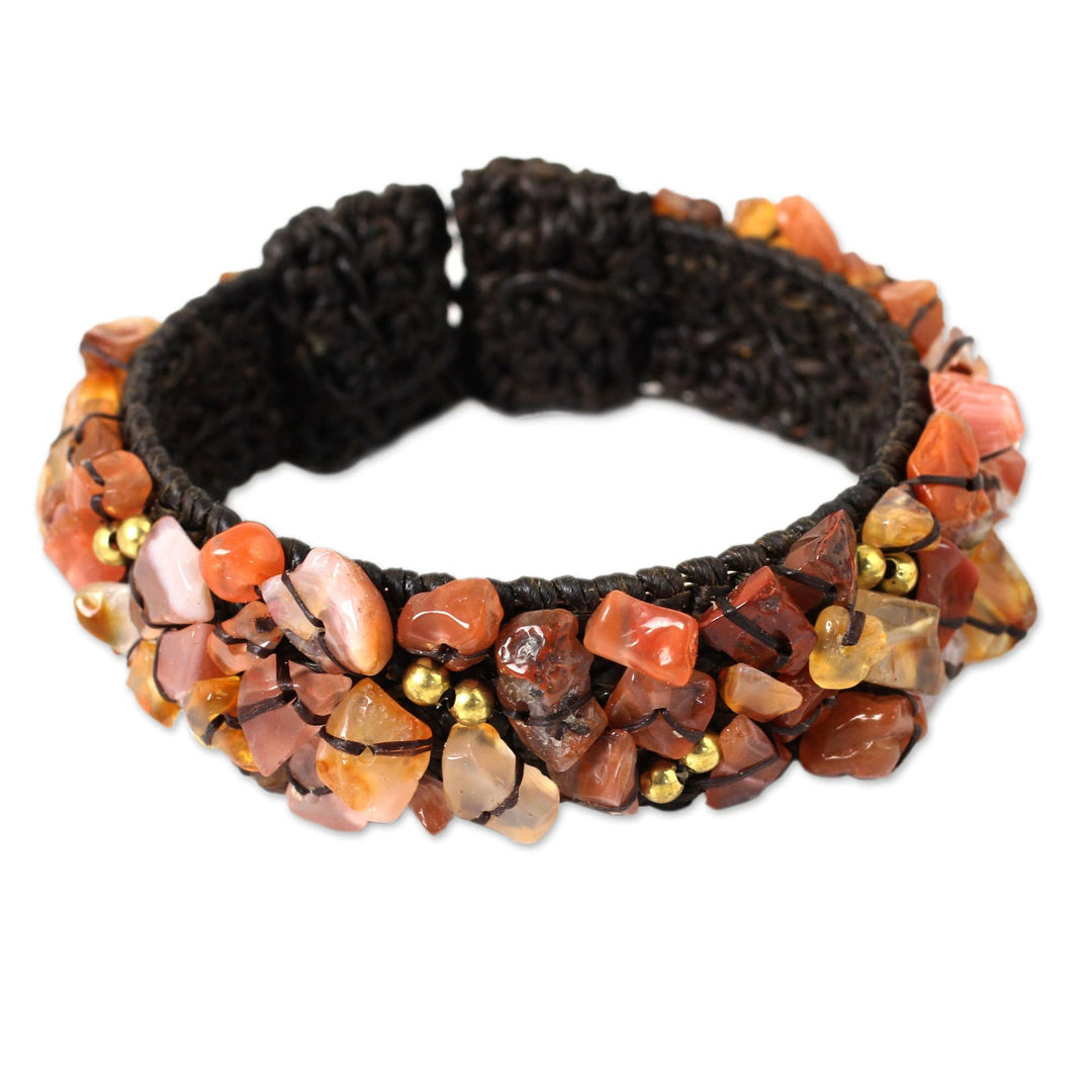 Artisan Crafted Carnelian Cuff Bracelet - Sunny Day