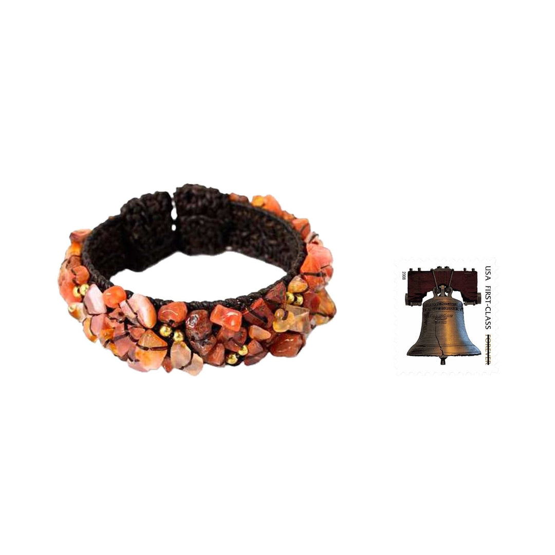 Artisan Crafted Carnelian Cuff Bracelet - Sunny Day