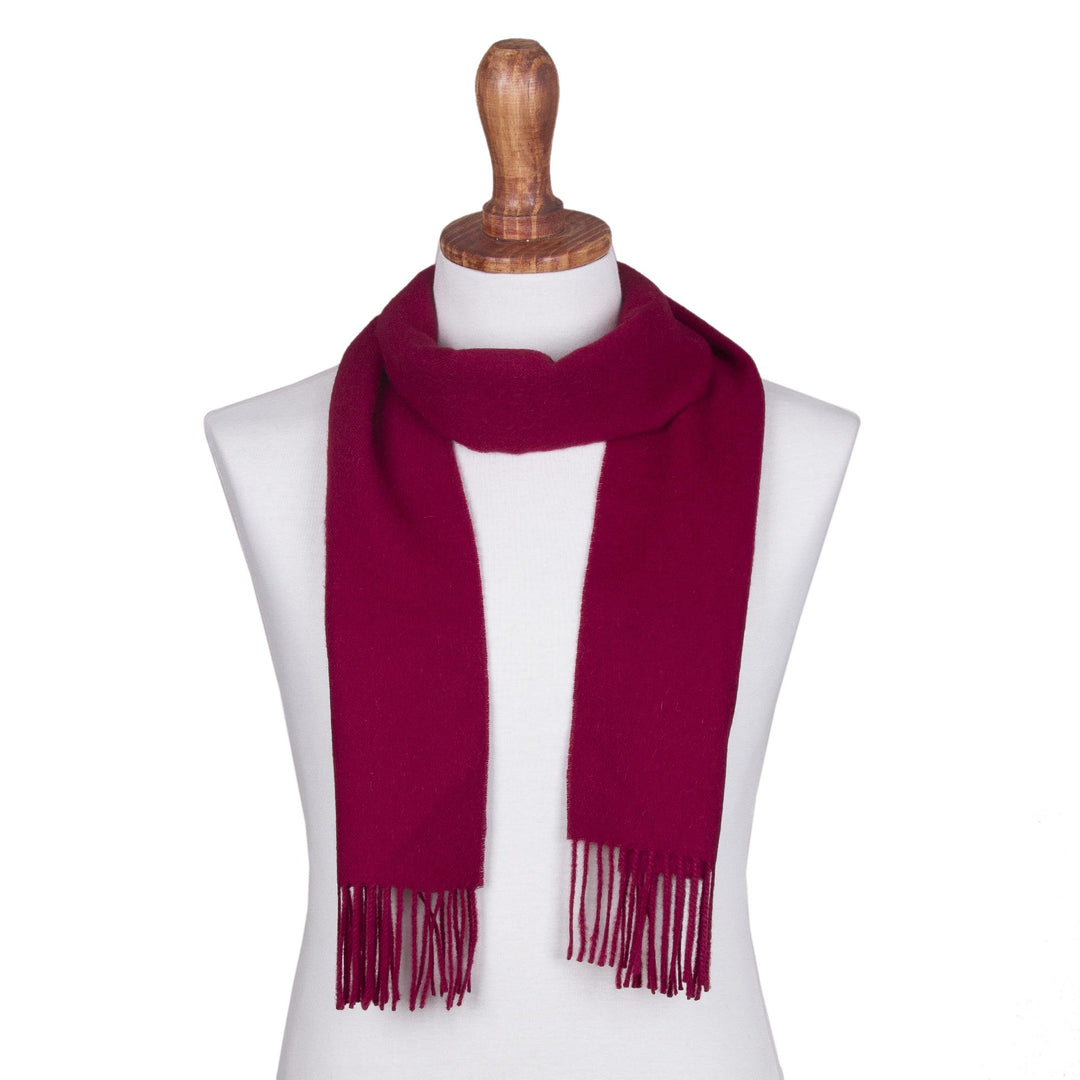 Men's 100% alpaca scarf - Cherry Red