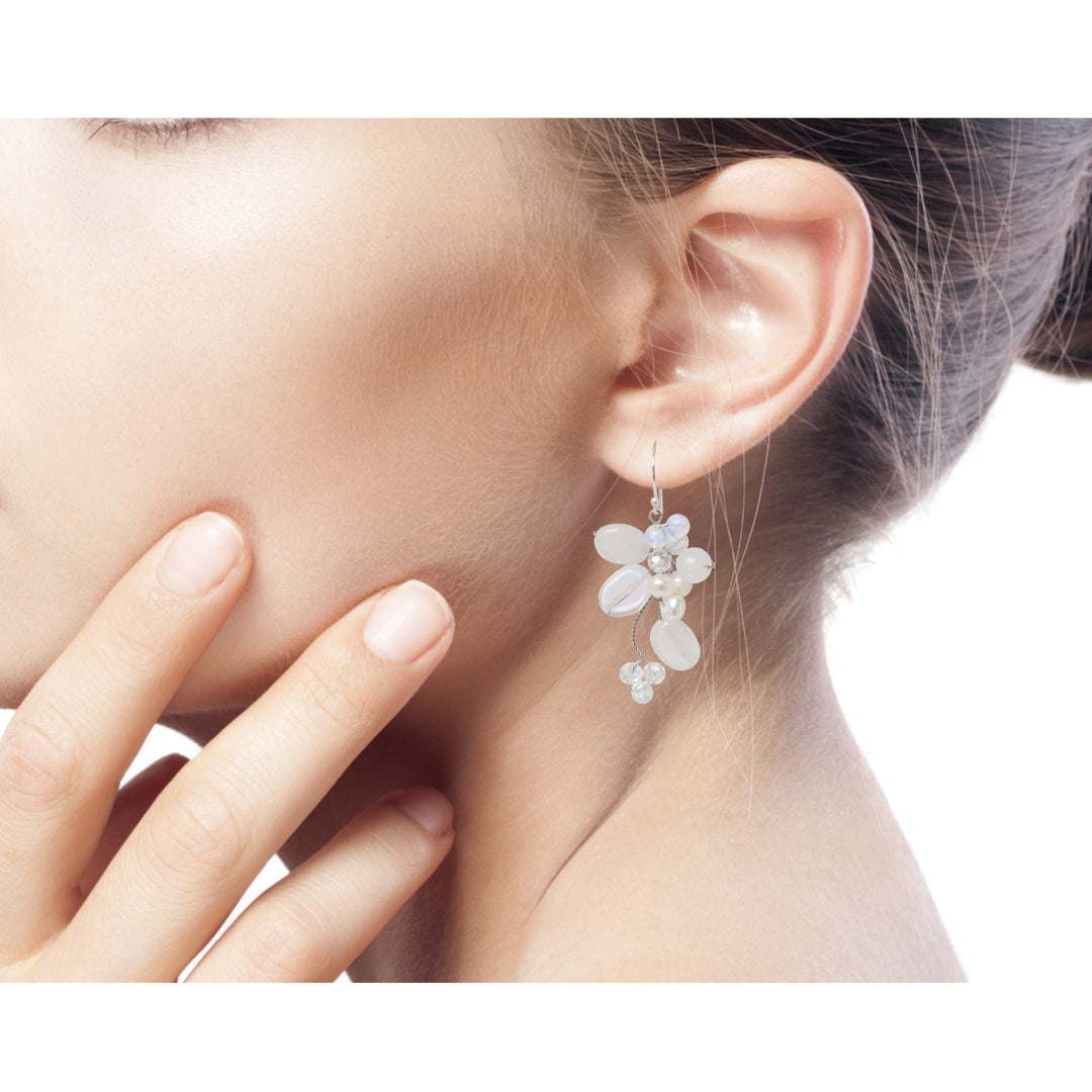 Pearl and Quartz Dangle Earrings - Radiant Bouquet