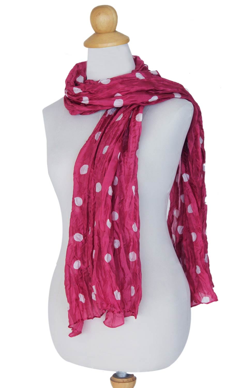 Hand Crafted Batik Patterned Scarf - Pink Polka Retro
