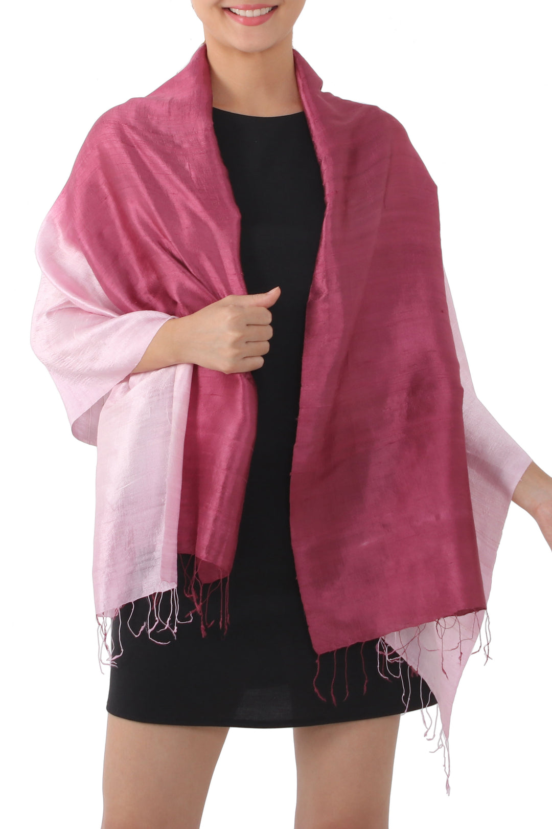 Silk Shawl from Thailand - Shimmering Orchid