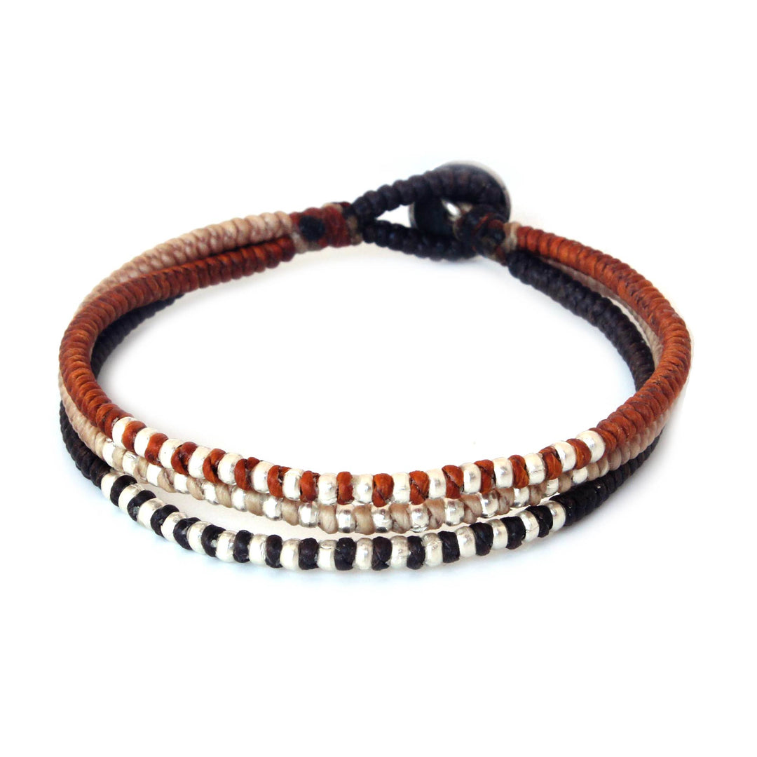 Handcrafted Hill Tribe Silver Braided Bracelet - Cool Thai Autumn