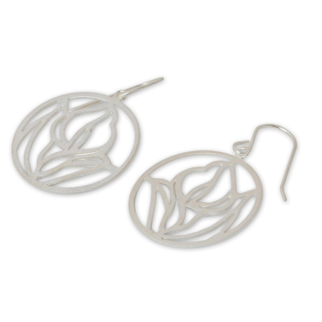 Sterling silver flower earrings - Anthurium