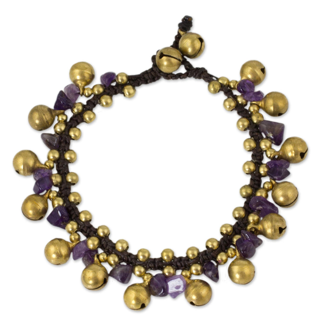 Brass Beaded Amethyst Bracelet - Joyous Bells