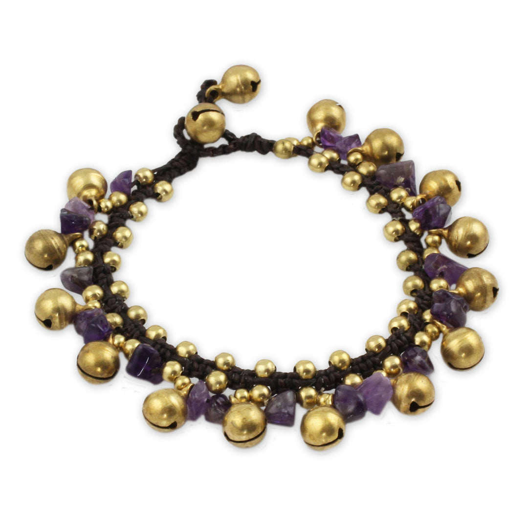 Brass Beaded Amethyst Bracelet - Joyous Bells
