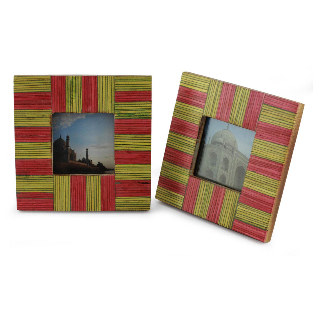 Wood photo frames (Pair, 3x3) - Dream of Delhi