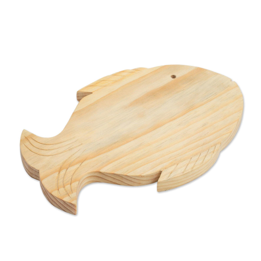 Fair Trade Hand Carved Wood Cutting Board - Happy Fish