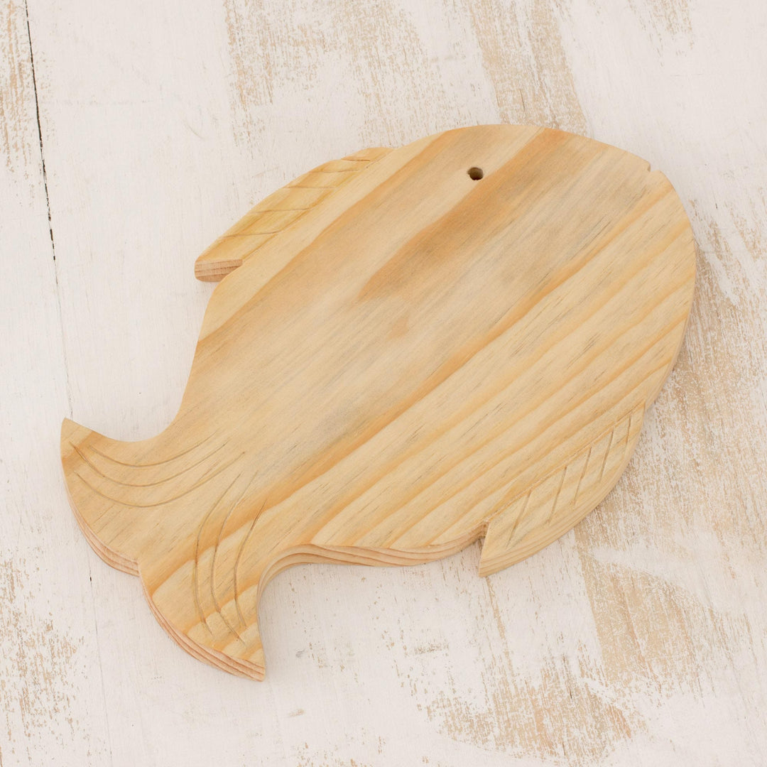Fair Trade Hand Carved Wood Cutting Board - Happy Fish