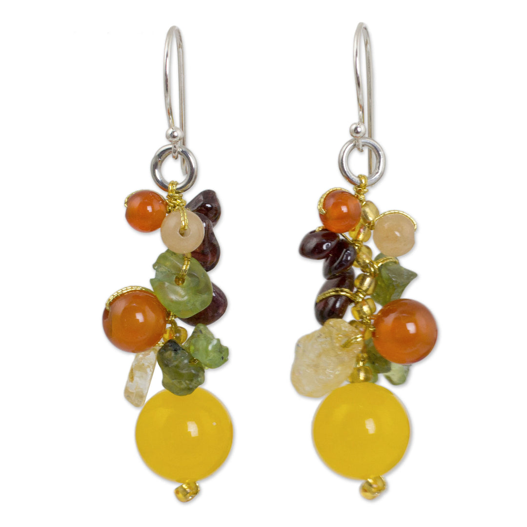 Handmade Garnet Carnelian Citrine Cluster Earrings - Sweet Tropics