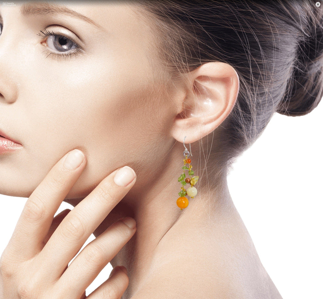 Pearl Peridot Quartz Cluster Earrings - Citrus Party
