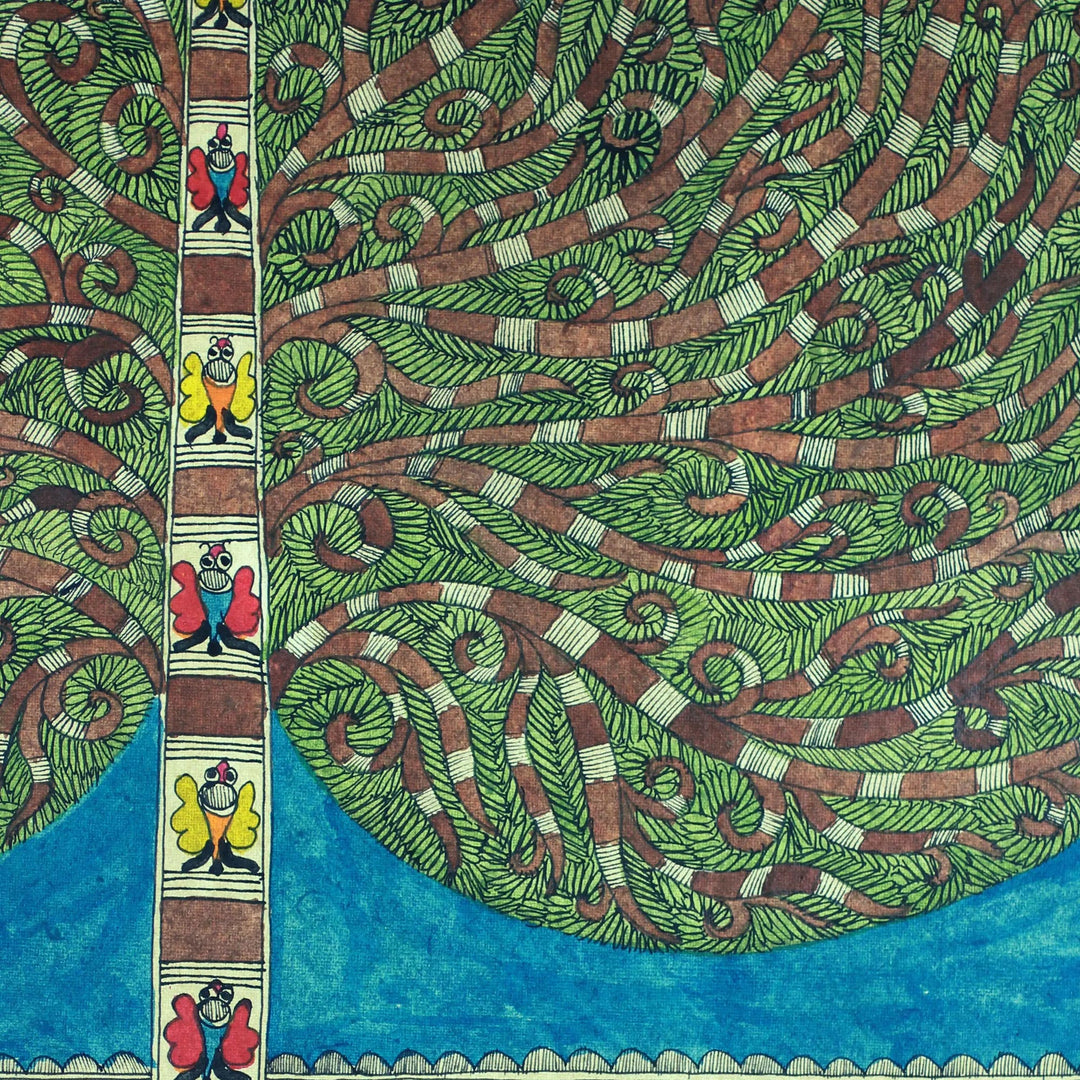 Indian Tree of Life Traditional Painting on Handmade Paper - One with Nature II