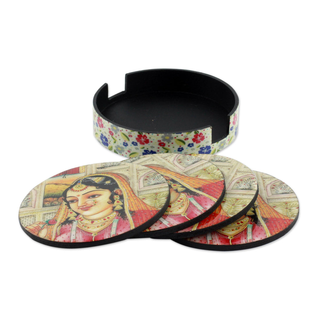 Indian Princess Coasters and Holders (set of 4) - Mughal Muse