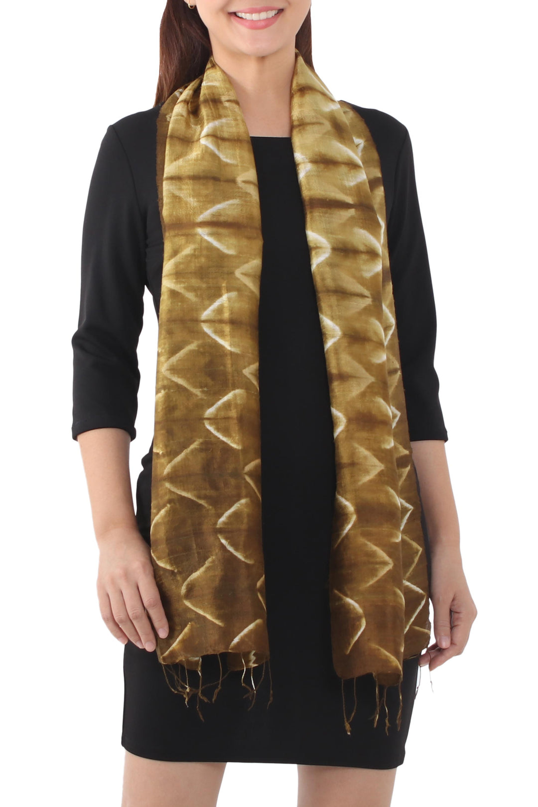 Silk Tie Dye Scarf from Thailand - Olive Mystique