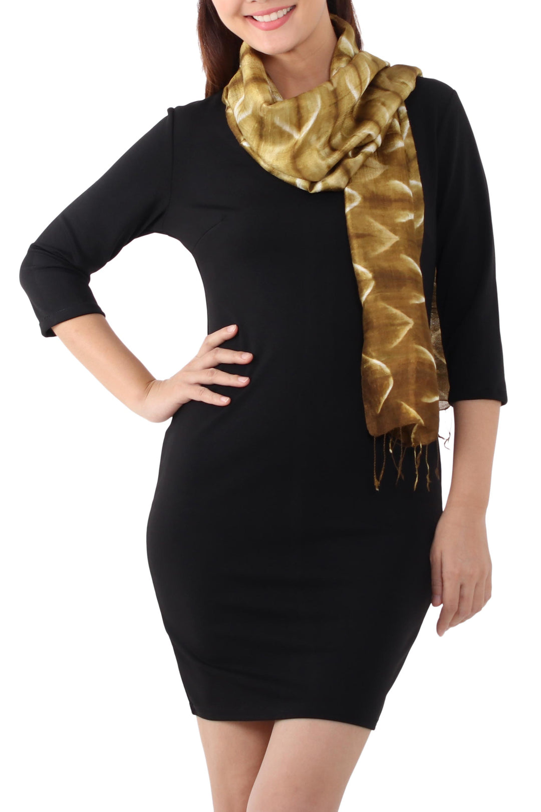 Silk Tie Dye Scarf from Thailand - Olive Mystique