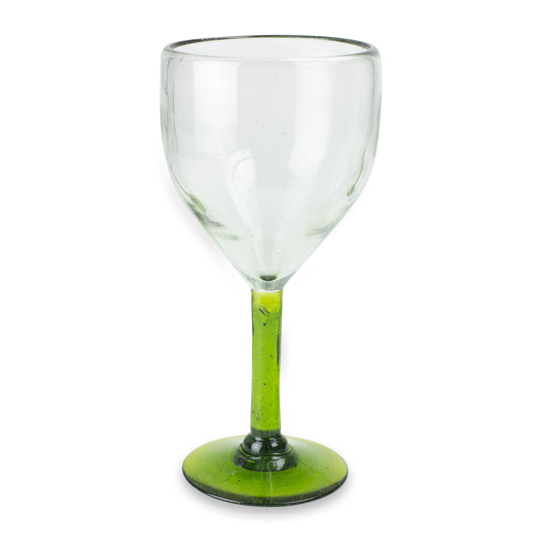 Hand Made Wine Glasses Blown Glass Art (set of 4) - Forest Mirage
