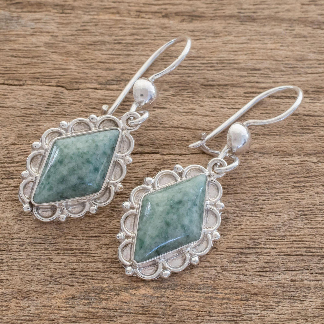 Guatemalan Light Green Jade Earrings - Diamond Dahlia
