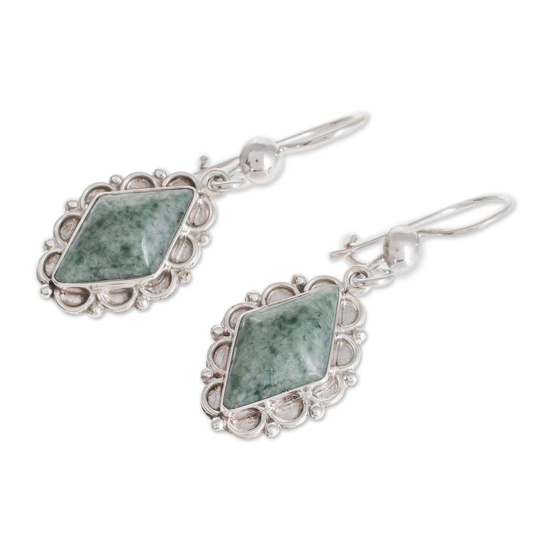Guatemalan Light Green Jade Earrings - Diamond Dahlia
