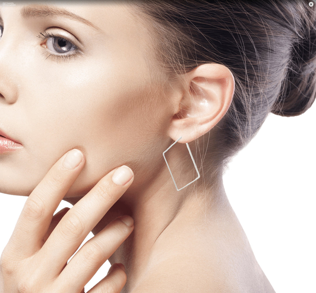 Artisan Crafted Sterling Silver Earrings - Minimalist Square