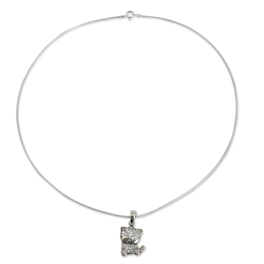 Thai Filigree Sterling Silver Necklace - Filigree Kitten