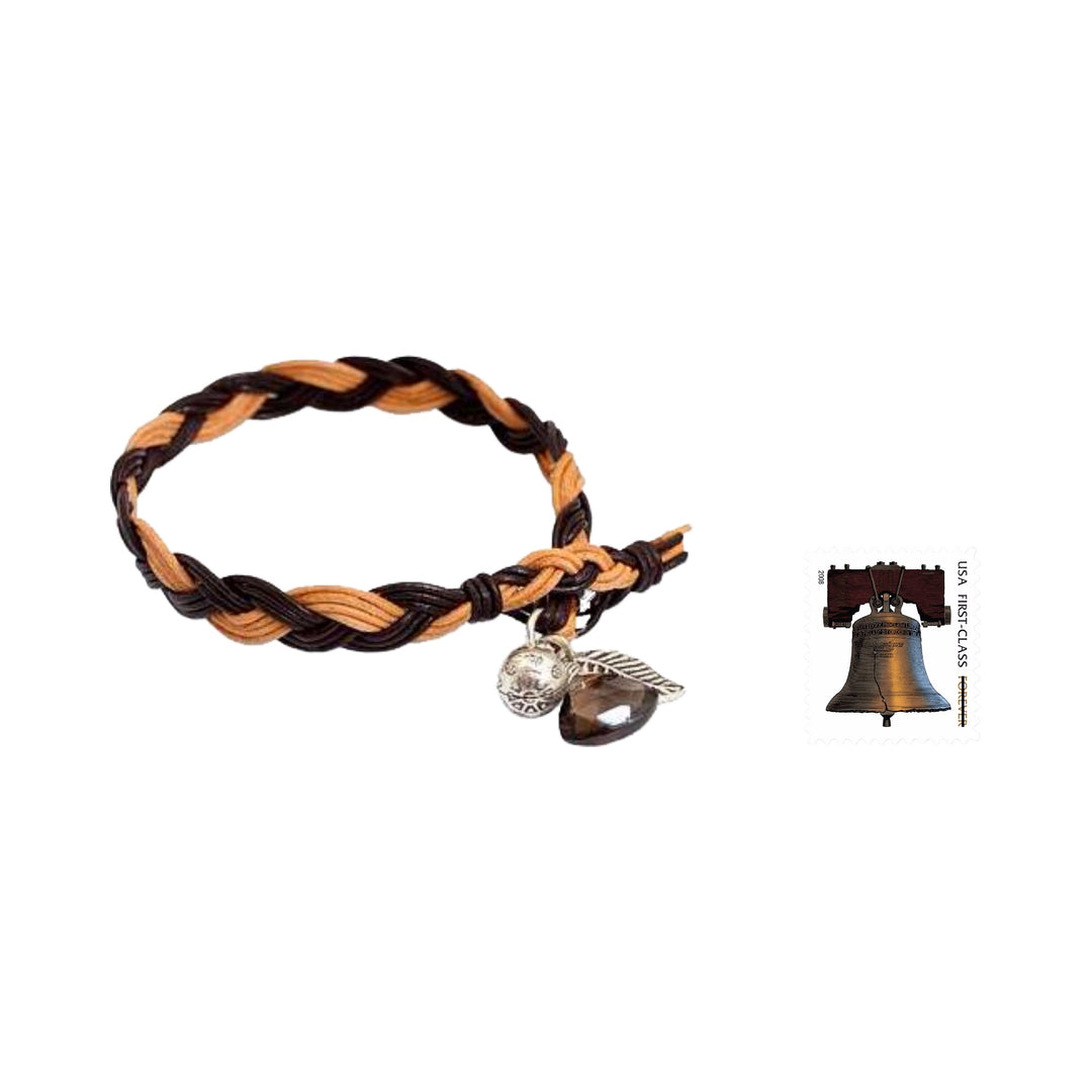 Braided Leather Smoky Quartz Bracelet with Hill Tribe Silver - Joyous Nature