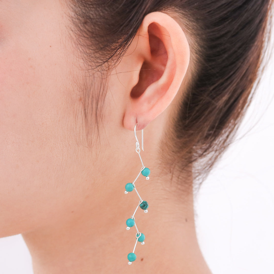 Modern Handcrafted Blue Calcite Dangle Earrings - Lightning