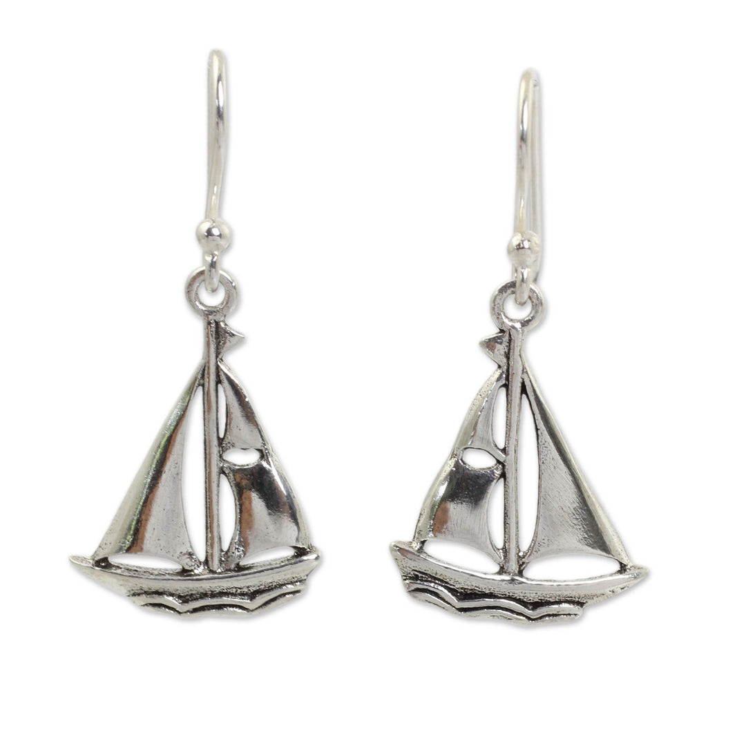 Sailboat Theme Sterling Silver Earrings - Mariner