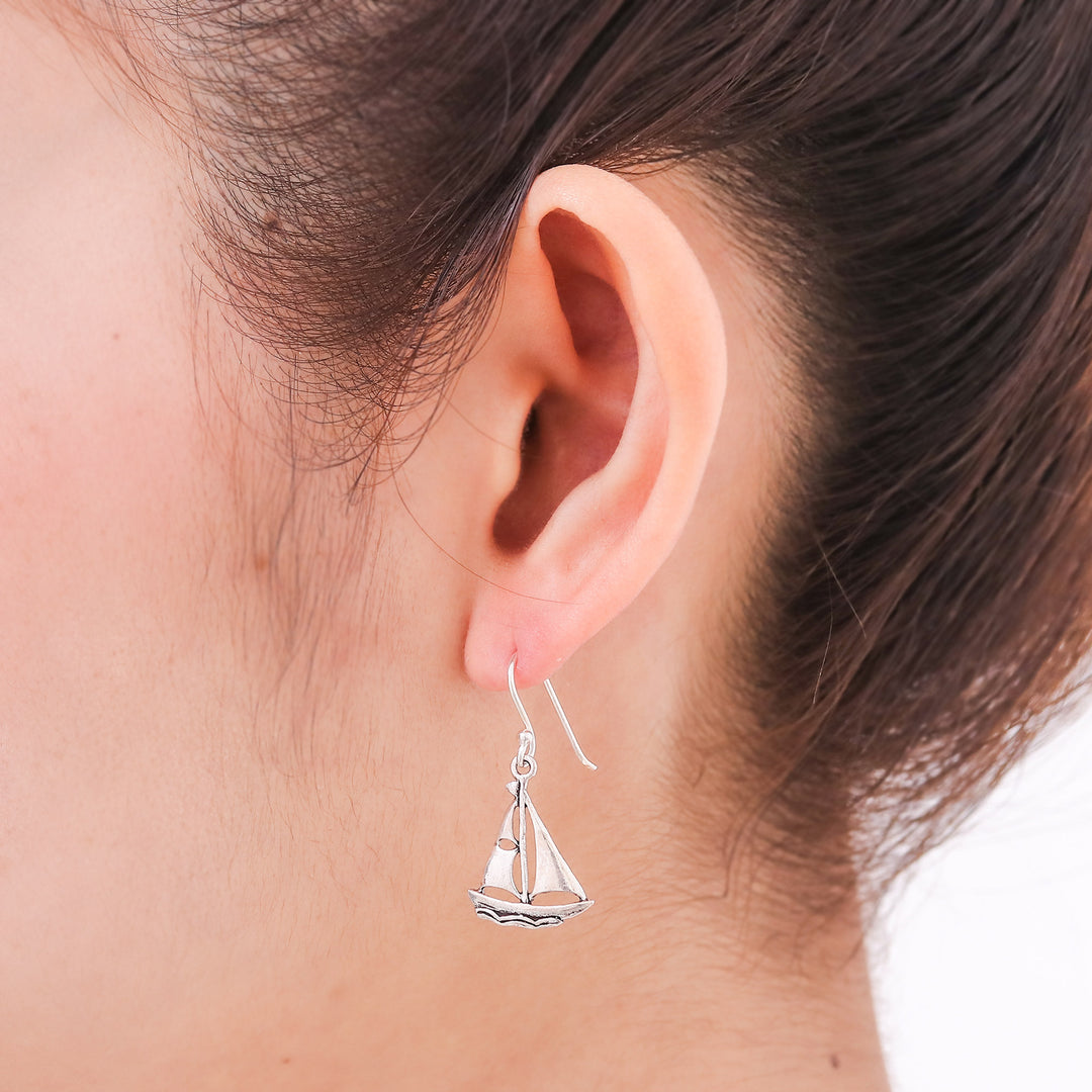 Sailboat Theme Sterling Silver Earrings - Mariner