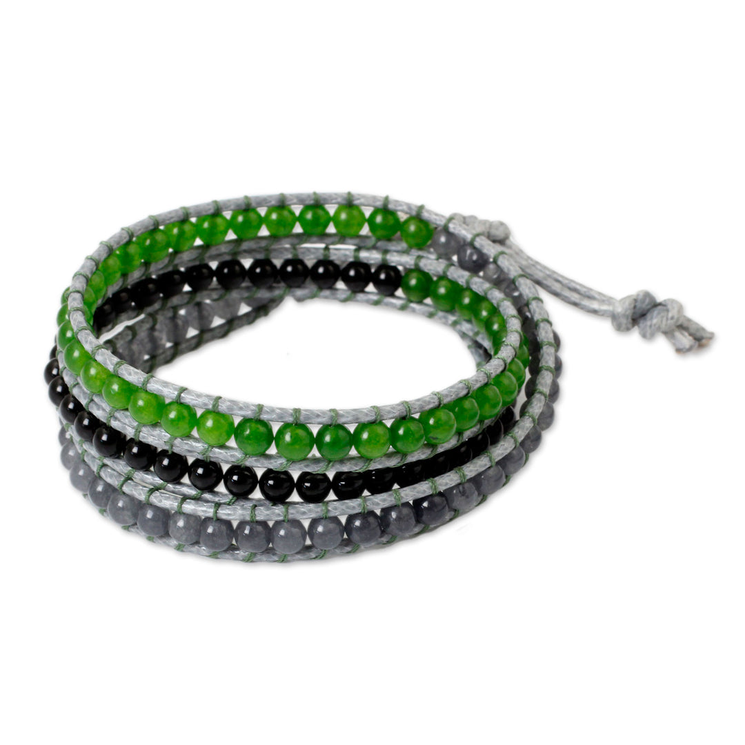Thai Handcrafted Multigem and Silver Wrap Bracelet - Rhythm of the Season