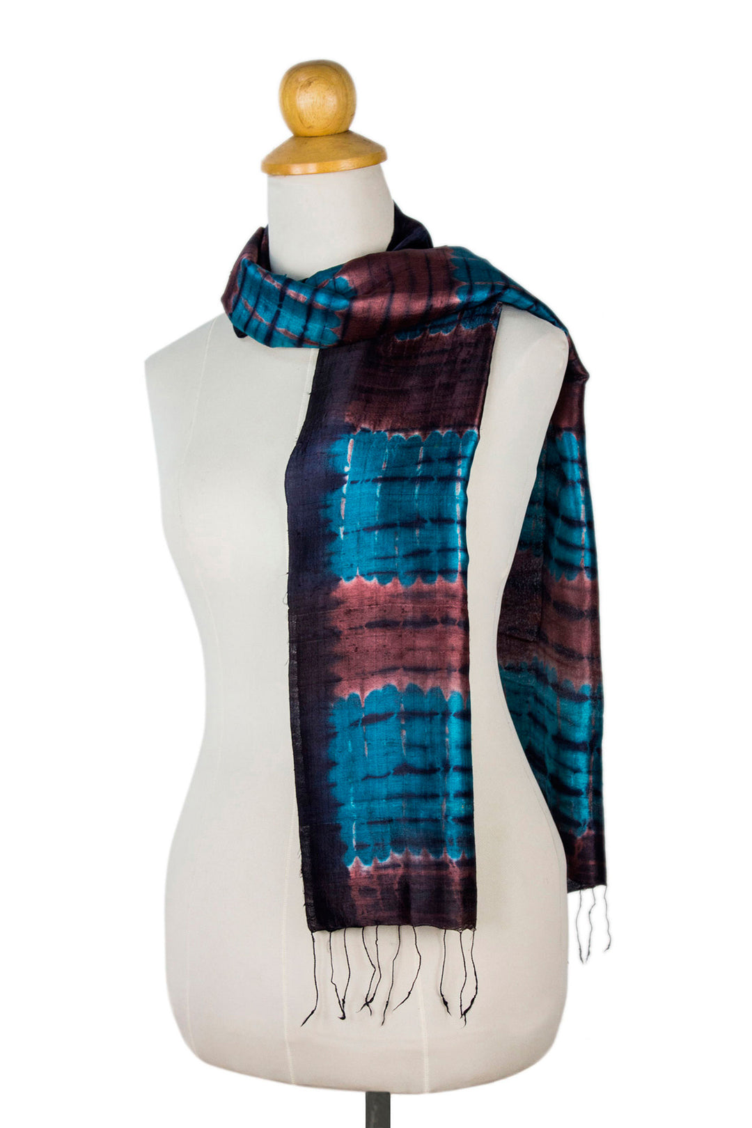 Unique Tie Dyed Silk Scarf - Blue Thai Sky