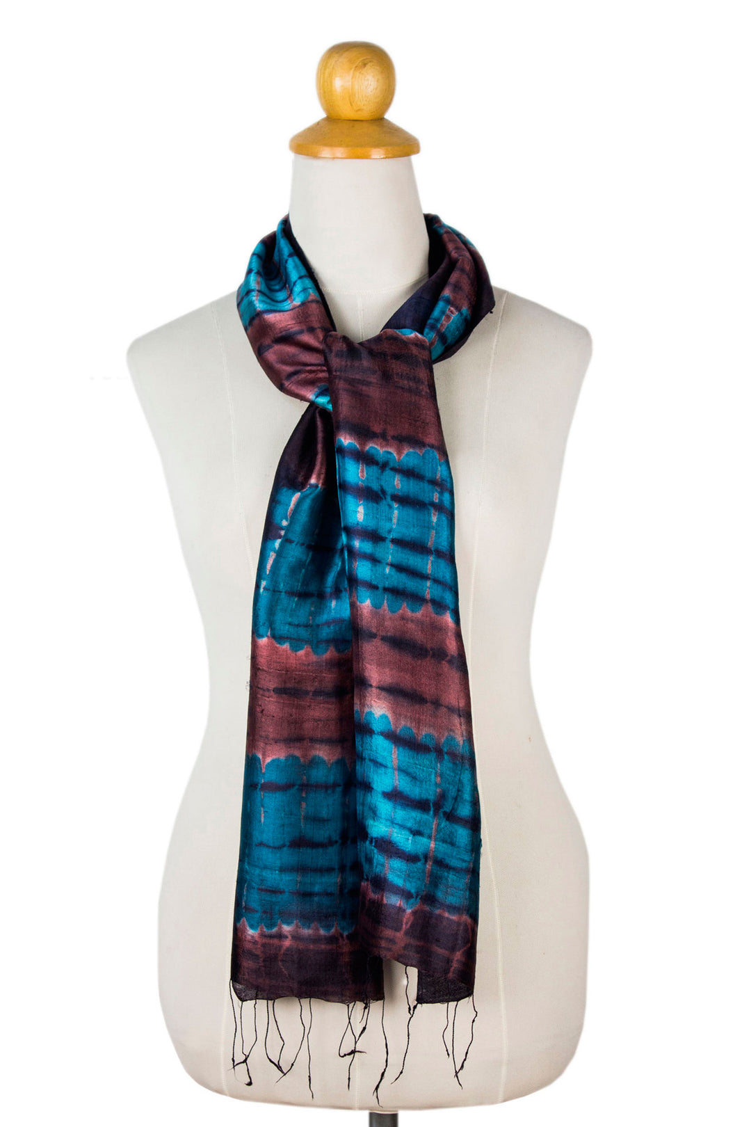 Unique Tie Dyed Silk Scarf - Blue Thai Sky
