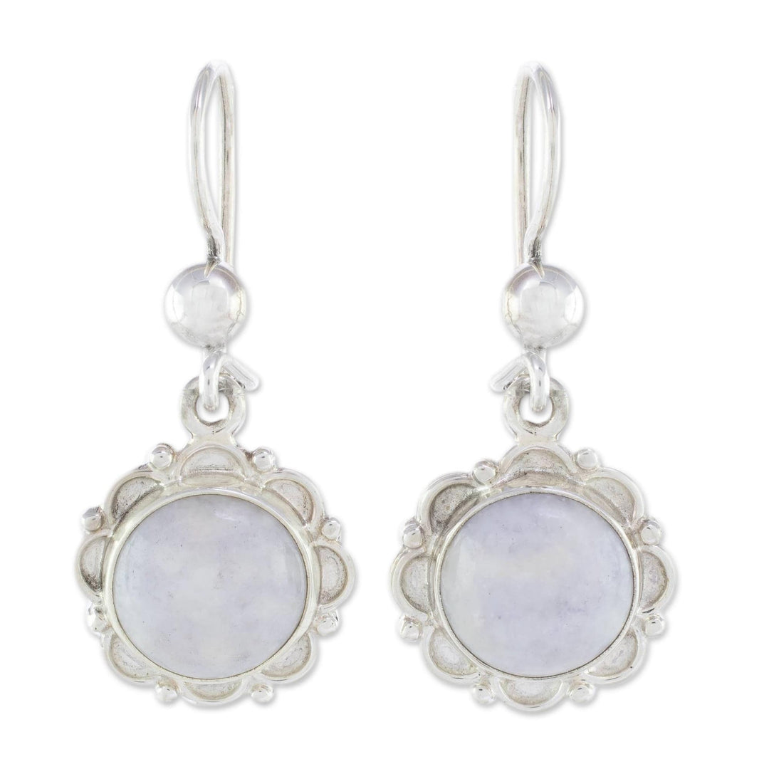 Guatemalan Hand Crafted Lilac Jade Dangle Earrings - Lilac Dahlias