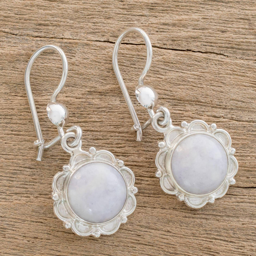 Guatemalan Hand Crafted Lilac Jade Dangle Earrings - Lilac Dahlias