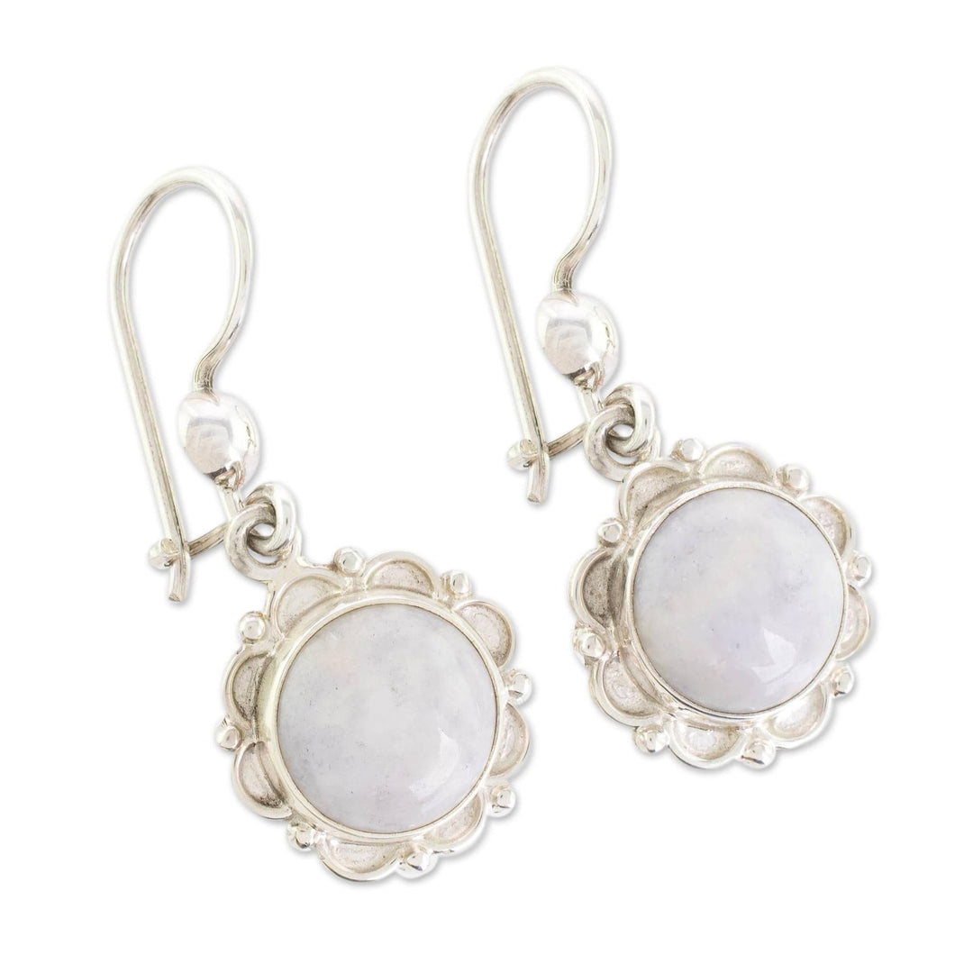 Guatemalan Hand Crafted Lilac Jade Dangle Earrings - Lilac Dahlias