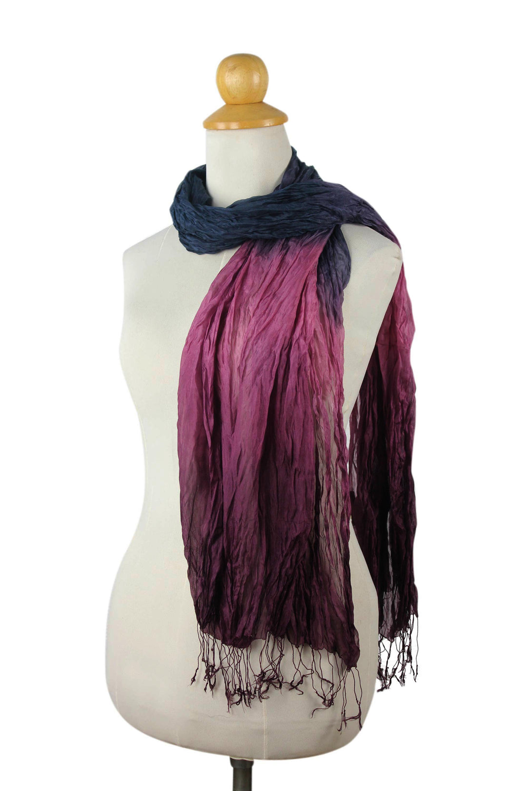 Blue Green Purple Silk Scarf - Peacock Transition