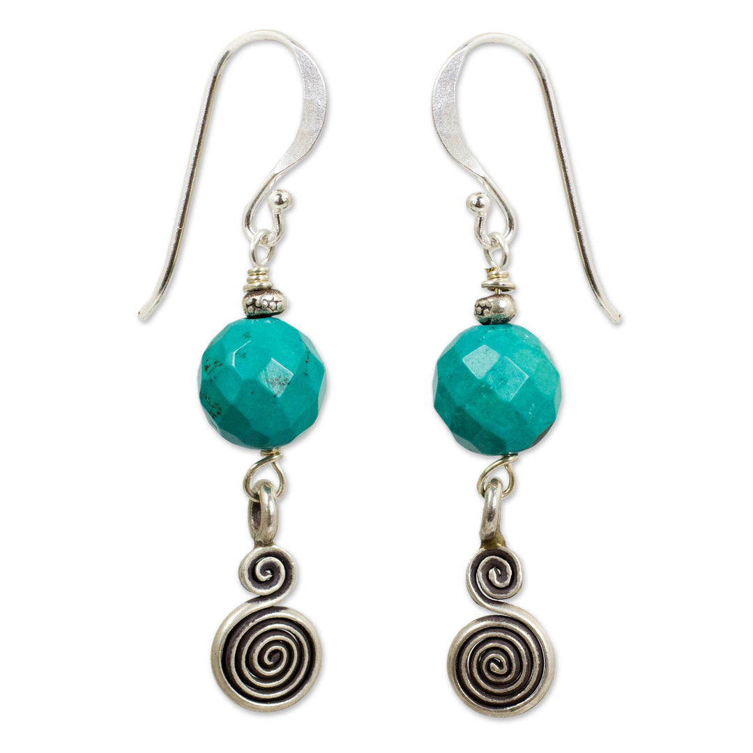 Handcrafted Dangle Earrings with Blue Calcite and Silver 950 - Mesmerizing Moon