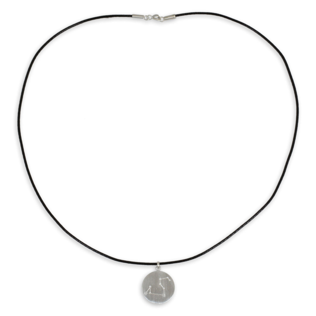 Leo Sign Zodiac Necklace in Silver with White Topaz - Constellation: Leo