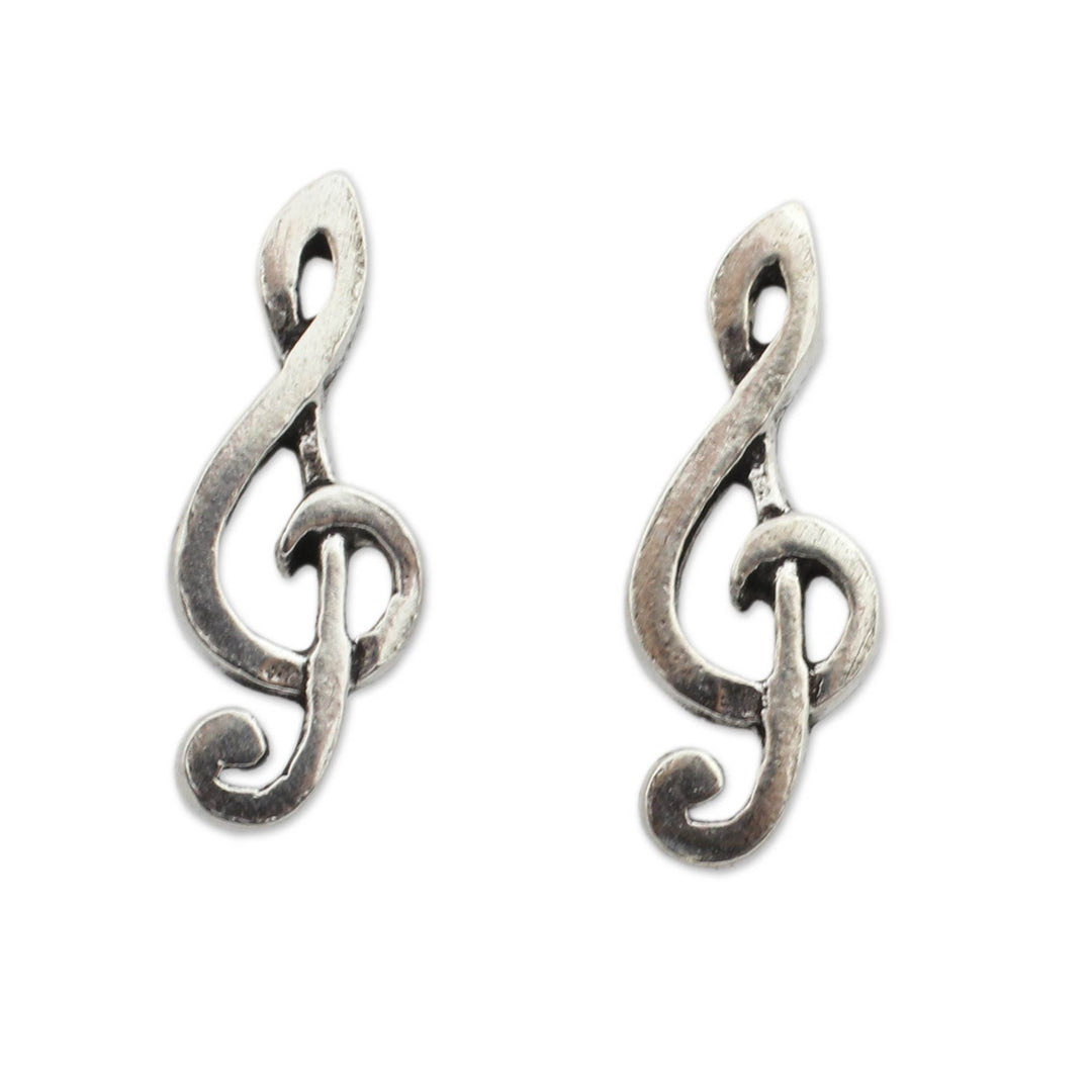 Musical Sol Key Note G Clef Earrings in 925 Sterling Silver - Sol Key