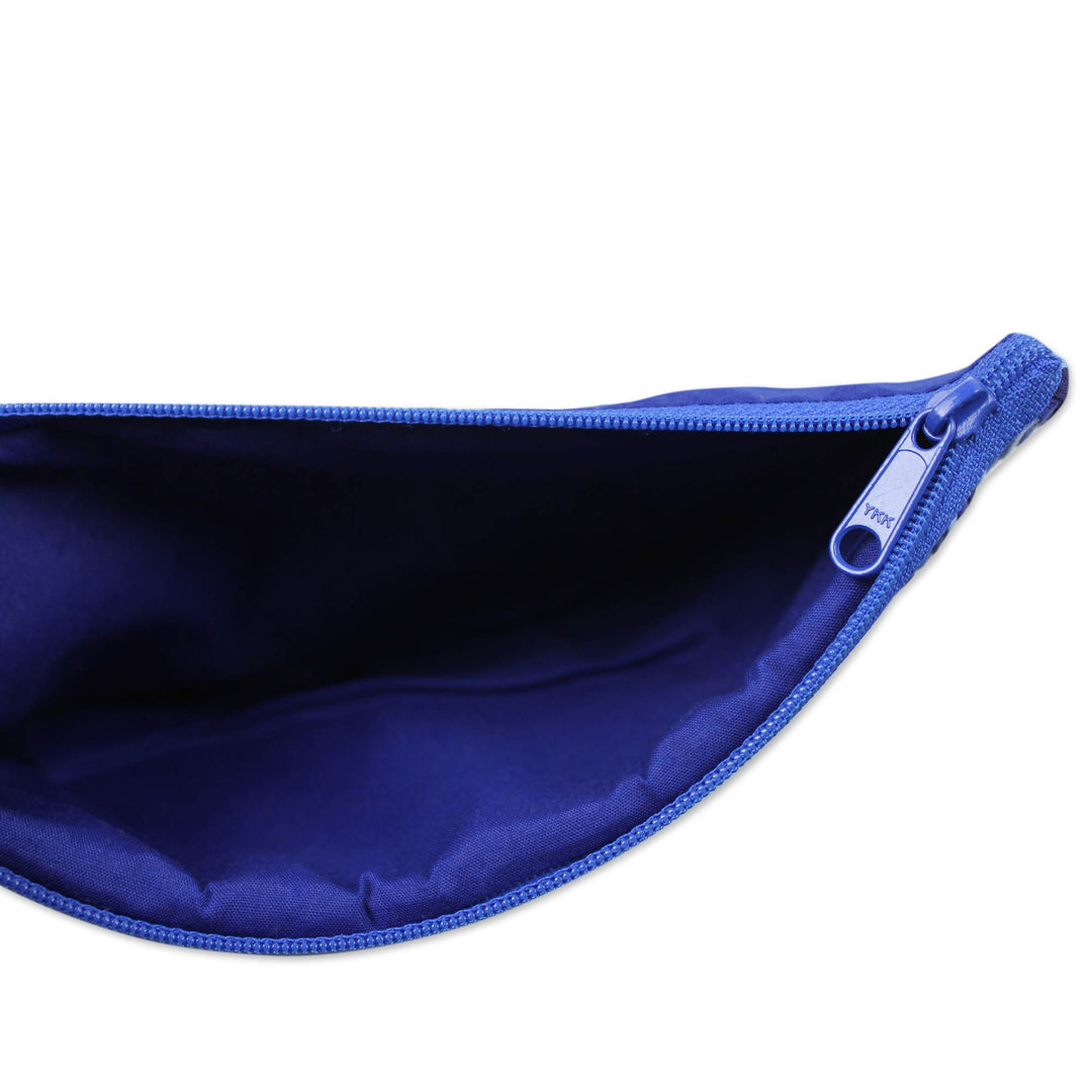 Thai Blue and White Cotton Blend Travel Cases (Set of 3) - Blue Lisu Chic