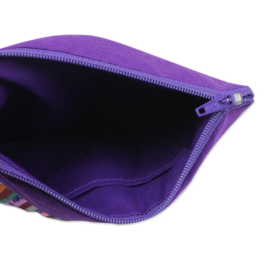Purple and Multicolor Cosmetic Travel Bags (pair) - Exotic Lisu in Purple