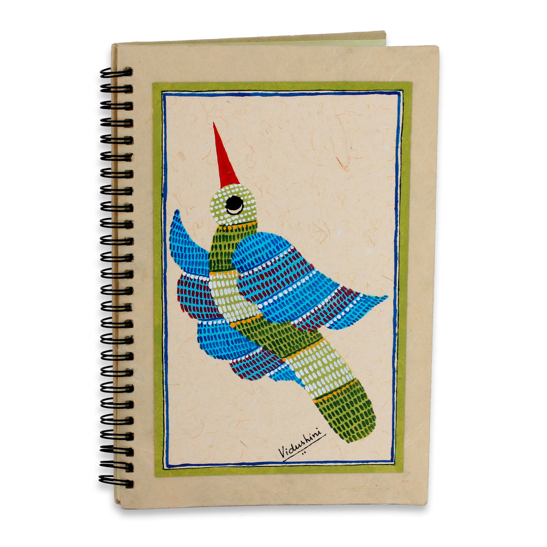 Bird Themed Handpainted Blank Journal from India - Freedom
